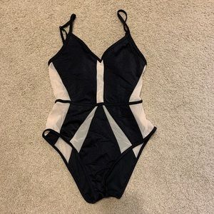 Black one piece swim suit
